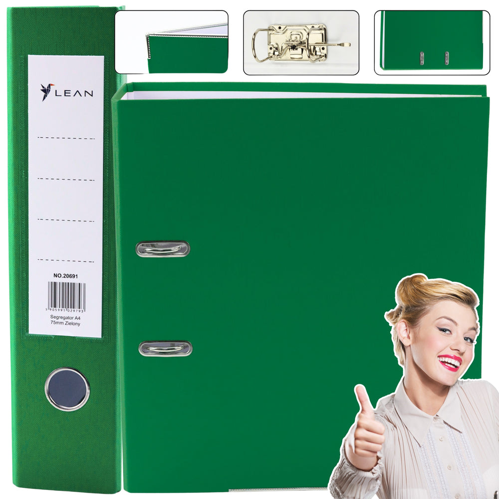 A4 spakbågsfil, 75 mm rygg, grön