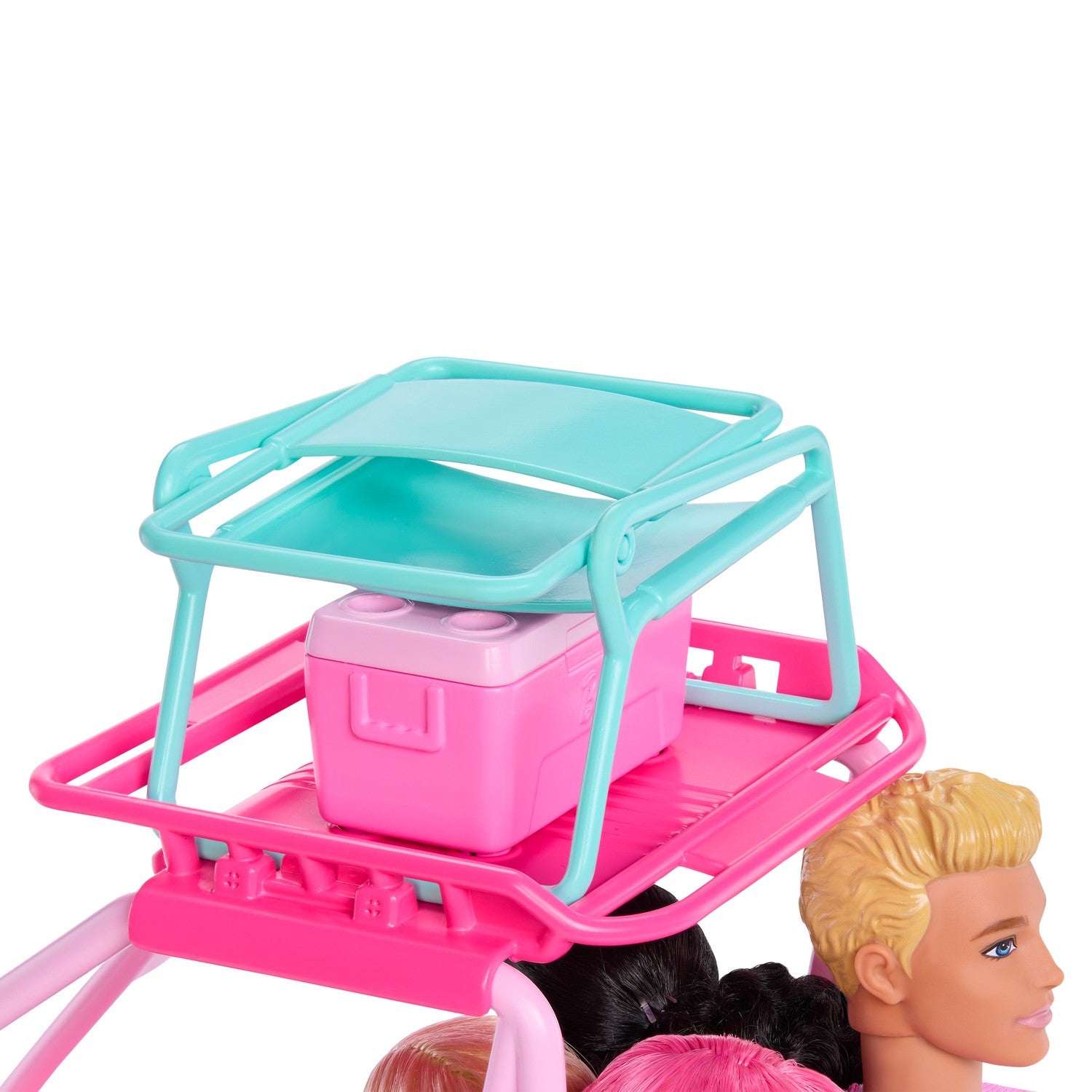 Barbie strandvagn med tillbehör, plats för 4 dockor