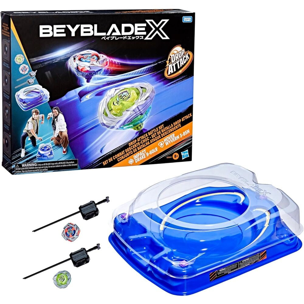 Beyblade X Drop Attack Battle Set med 2 launchers och 4 skivor