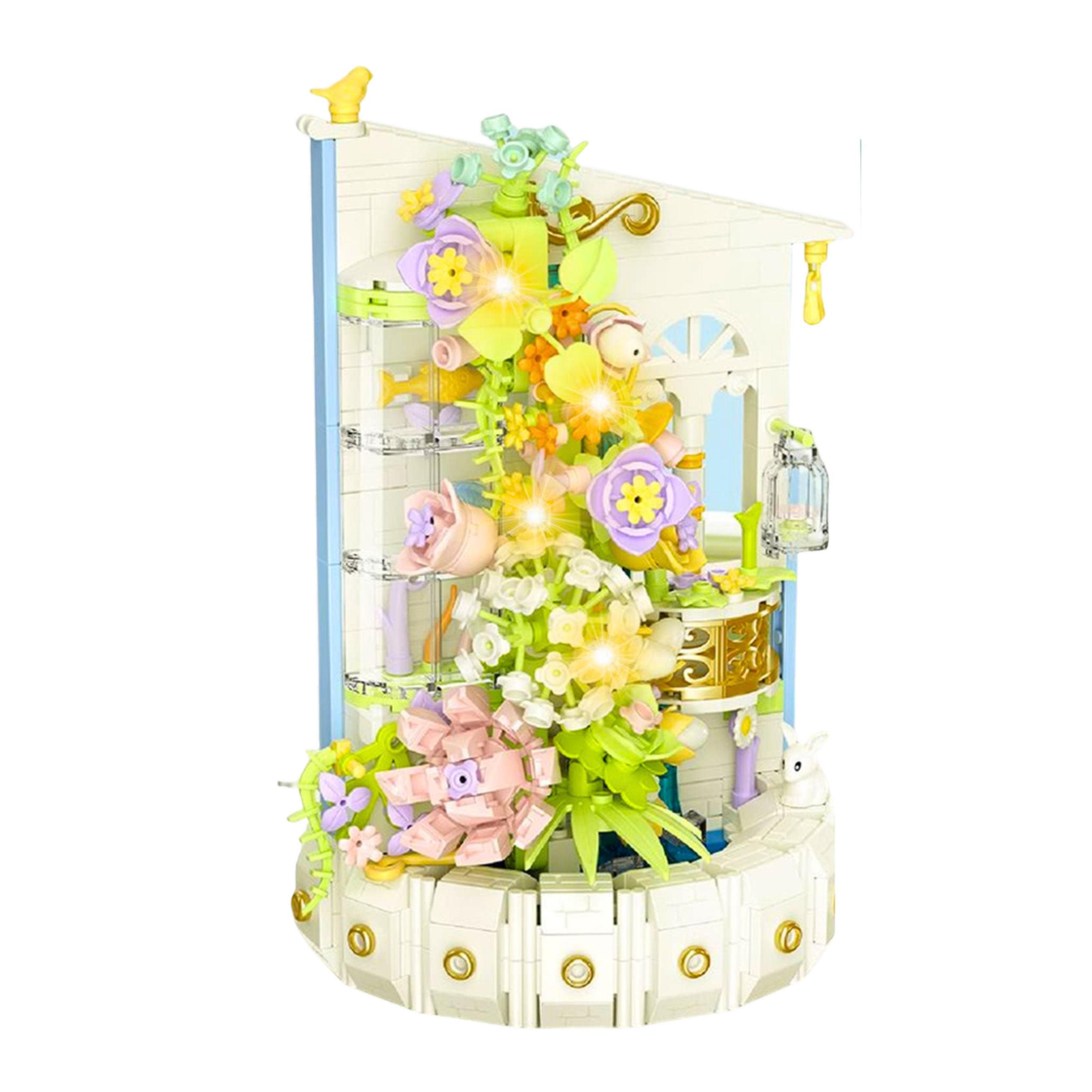 Blomma byggklossar med LED-ljustorn, 632 delar