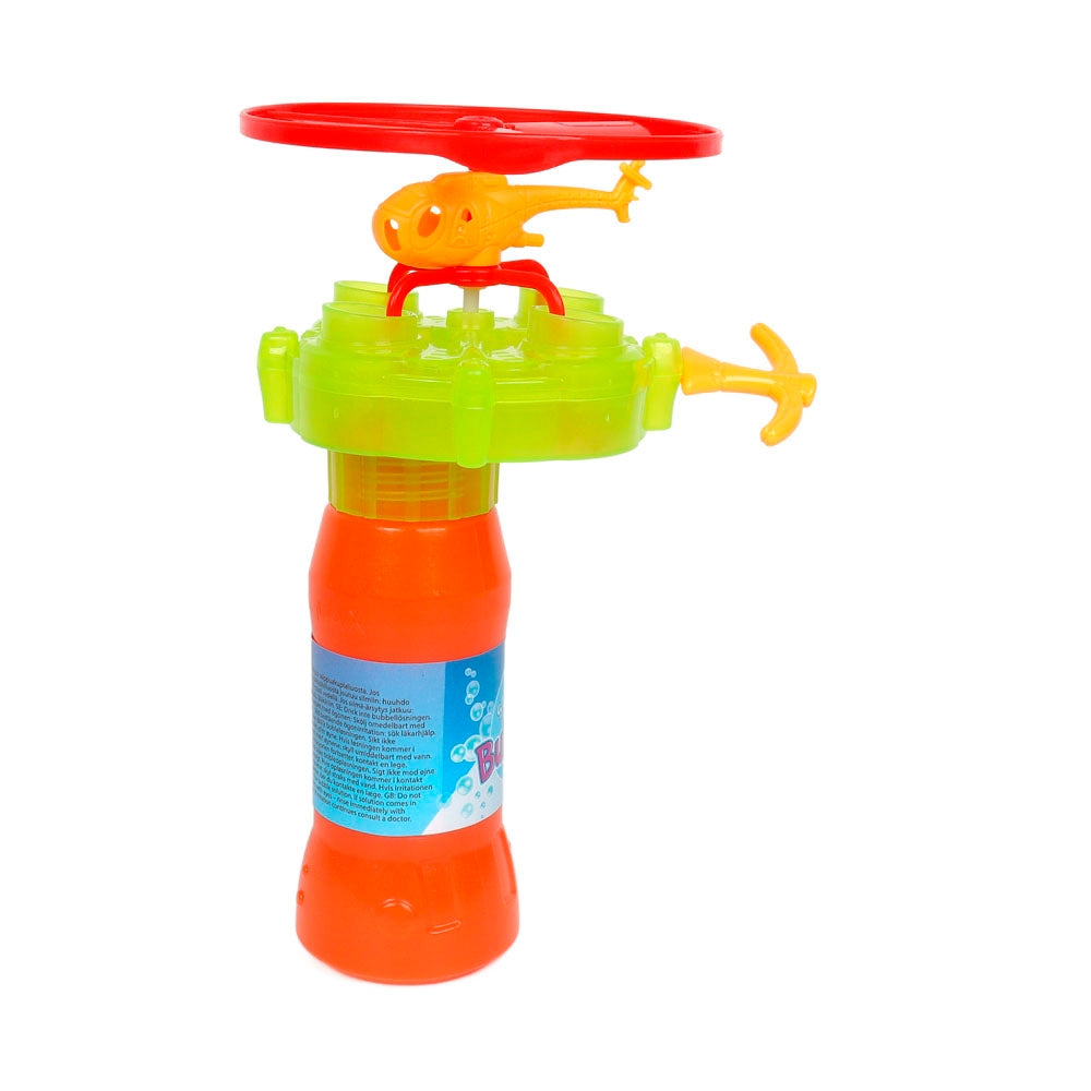 Bubbelhelikopterleksak med avfyrningsraket och bubbelflaska