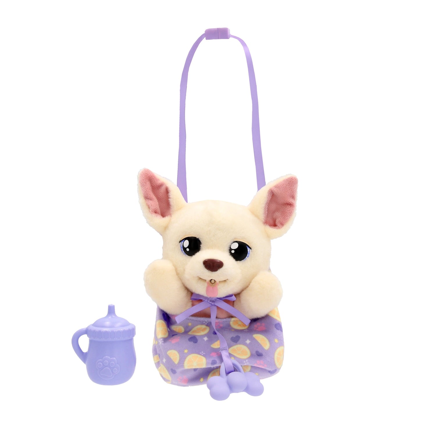 Chihuahua plyschleksak med filt och flaska, 18 cm