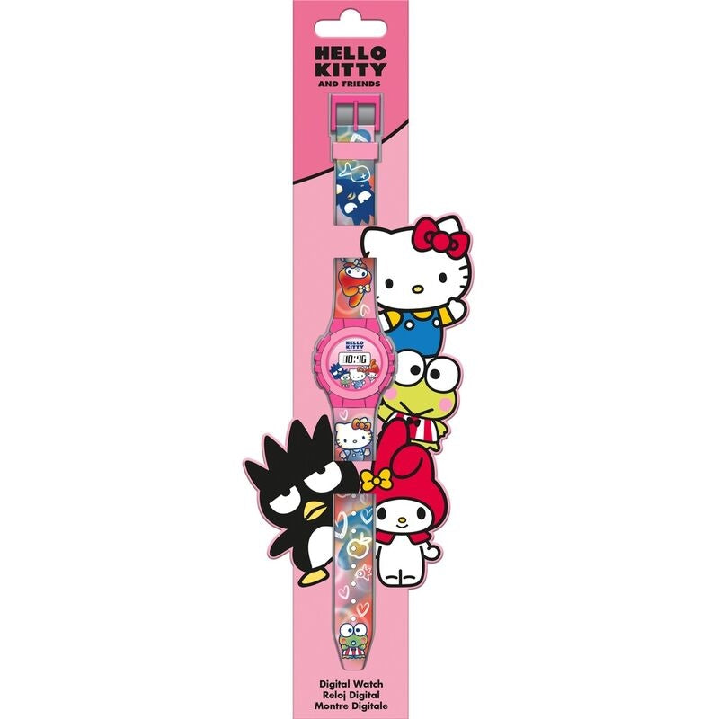 Digital klocka med Hello Kitty-design och justerbar rem