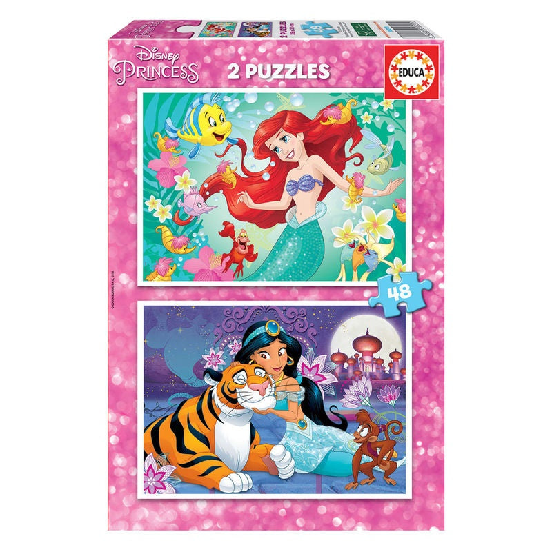 Disney Princess Pussel Set, Ariel & Jasmine, 2 x 48 bitar