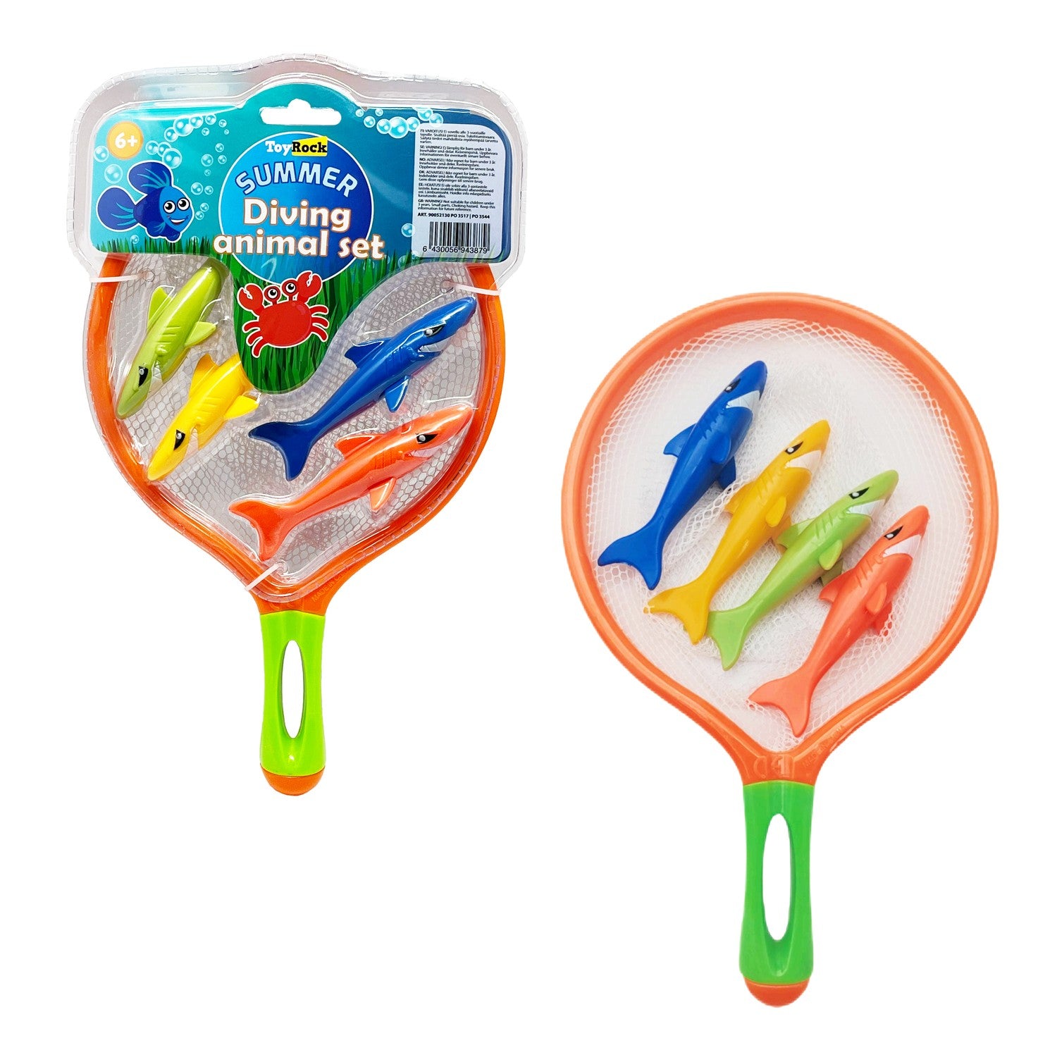 Dykfiskleksak med nät för poolkul