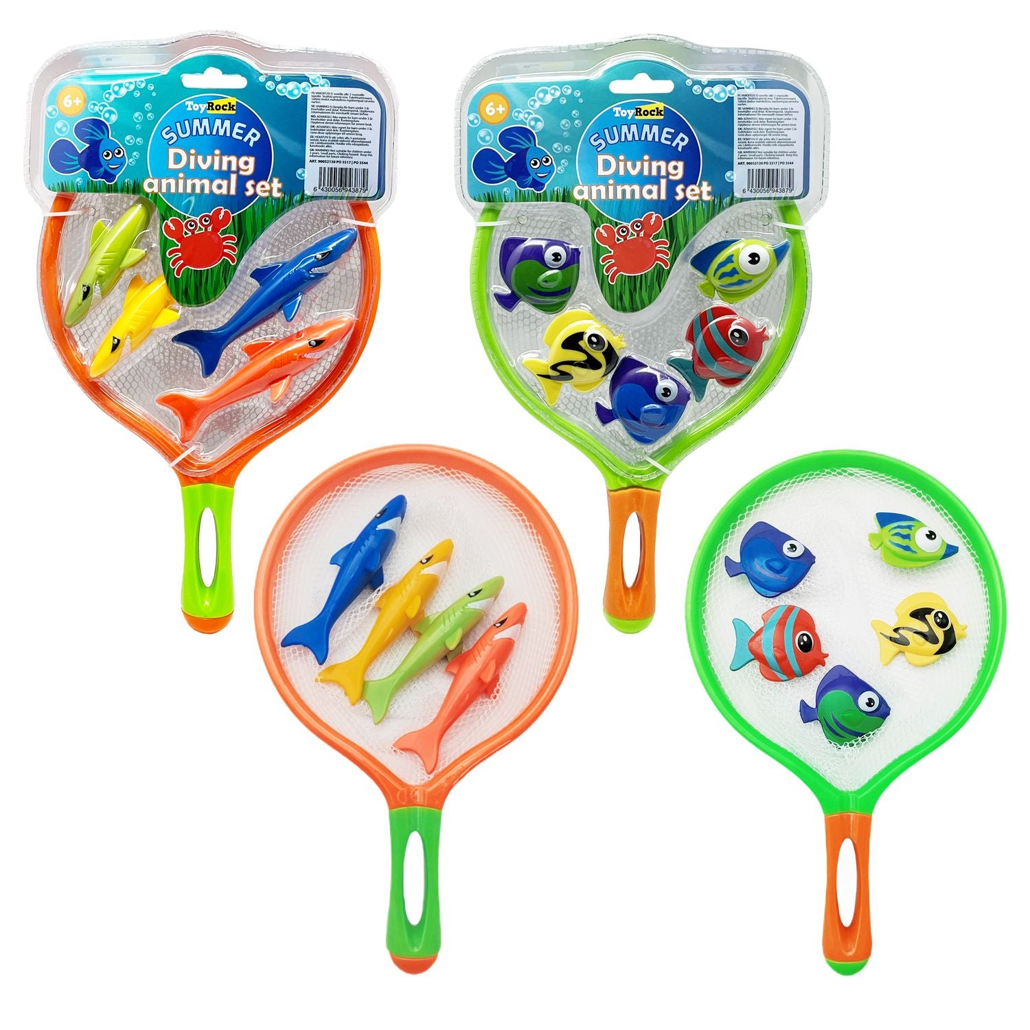 Dykfiskleksak med nät för poolkul