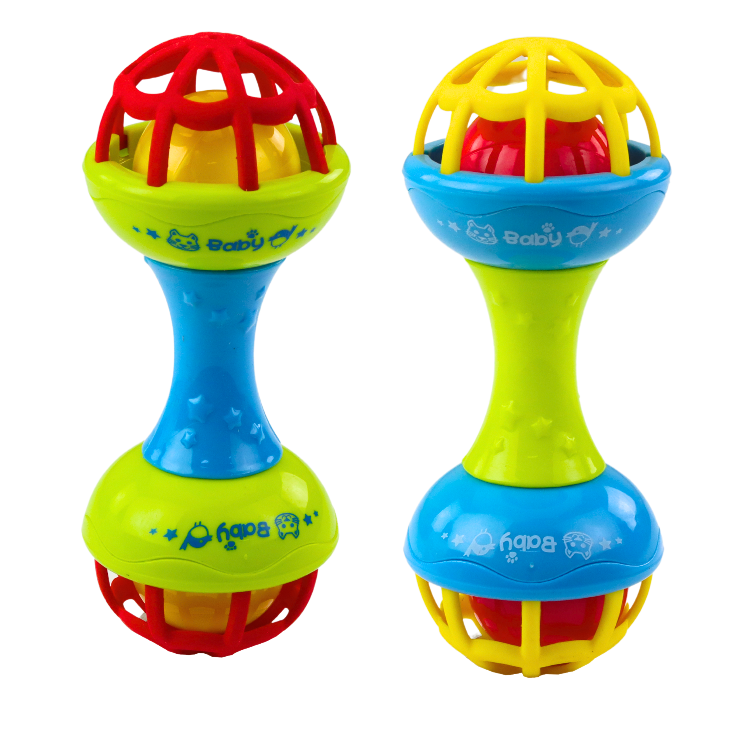 Färgglad Baby Rattle Teether Hantelform