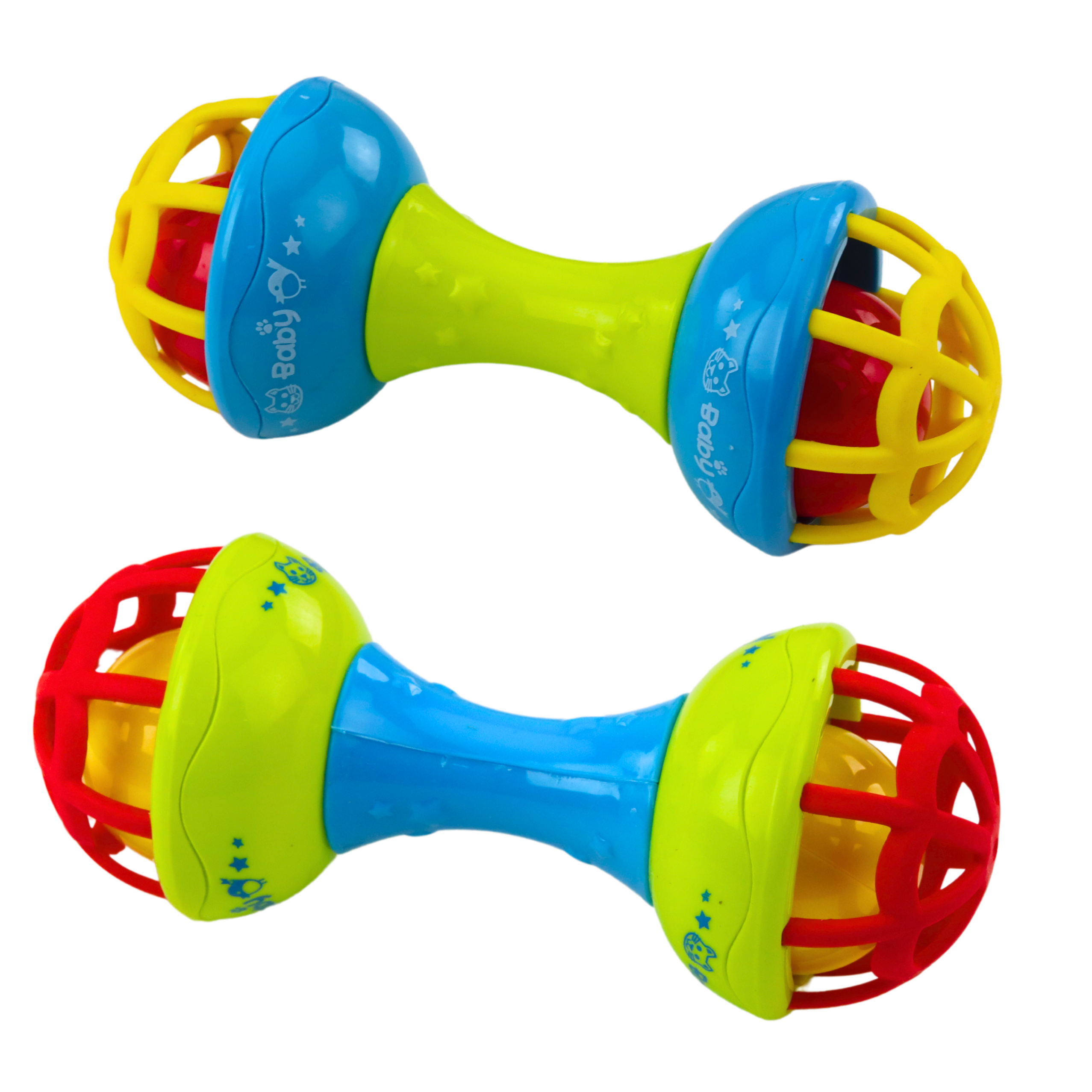 Färgglad Baby Rattle Teether Hantelform