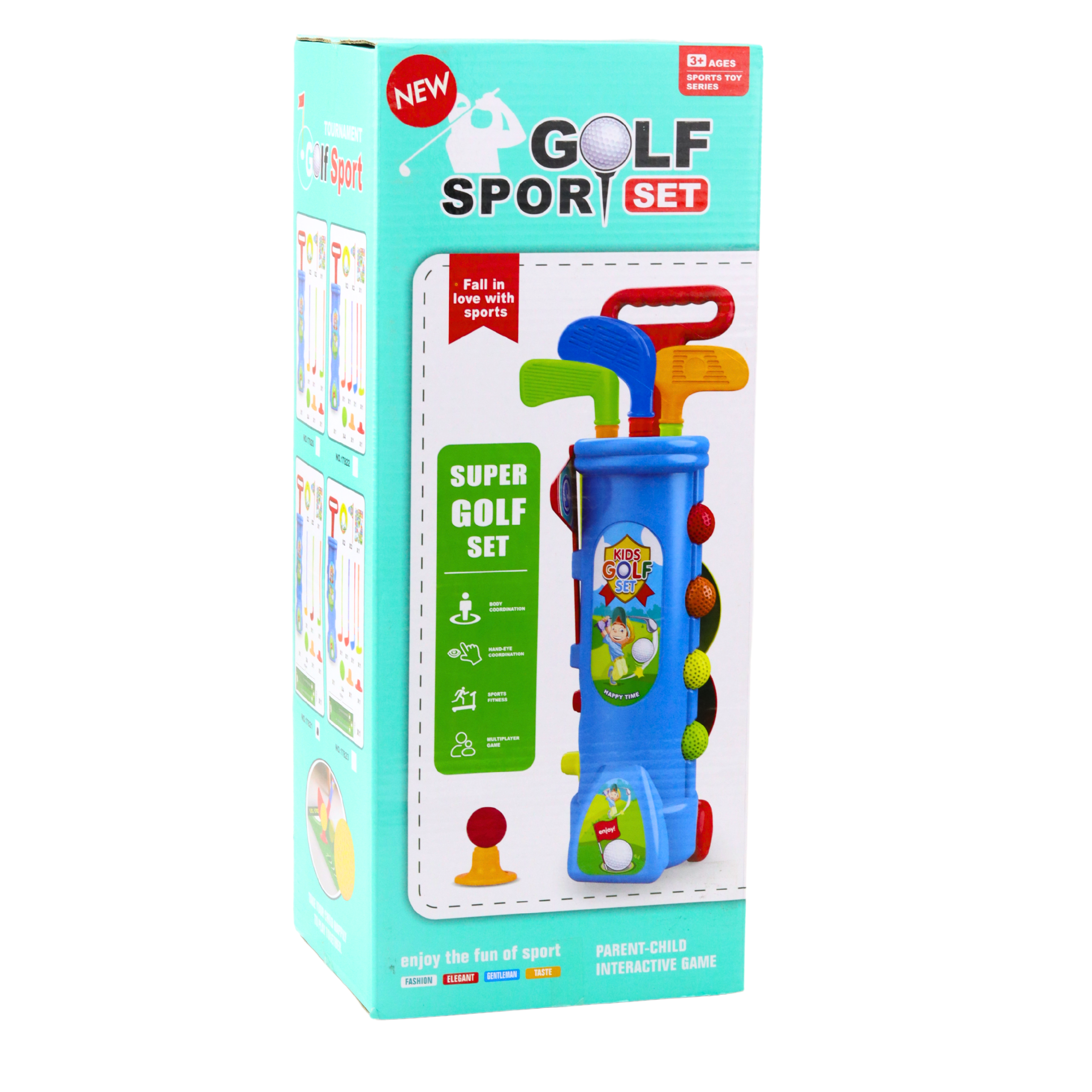 Golfset med vagn, klubbor och 20-delade tillbehör