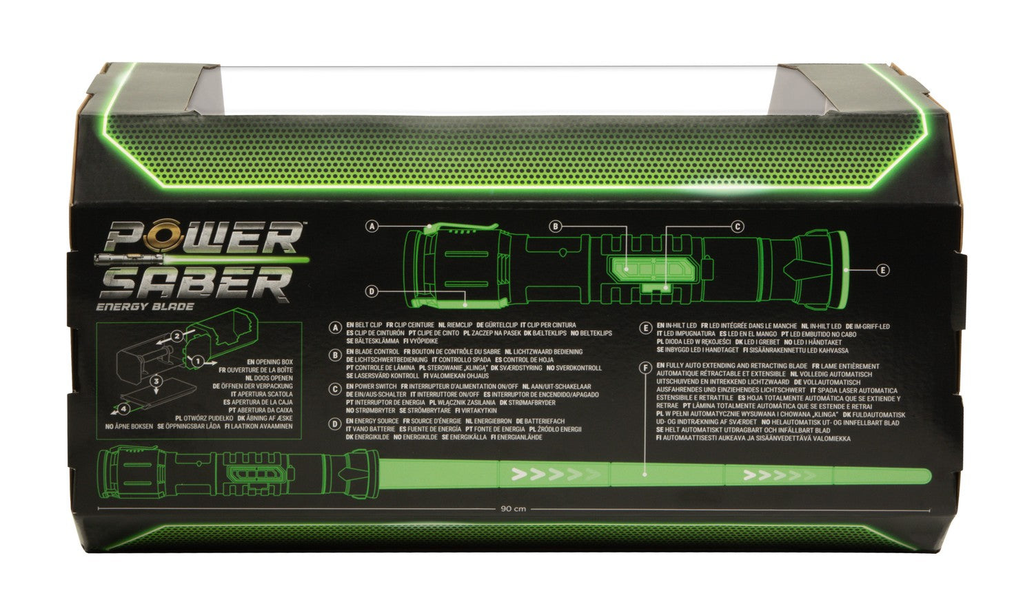 Grönt ljussabel med ljud- och ljuseffekter