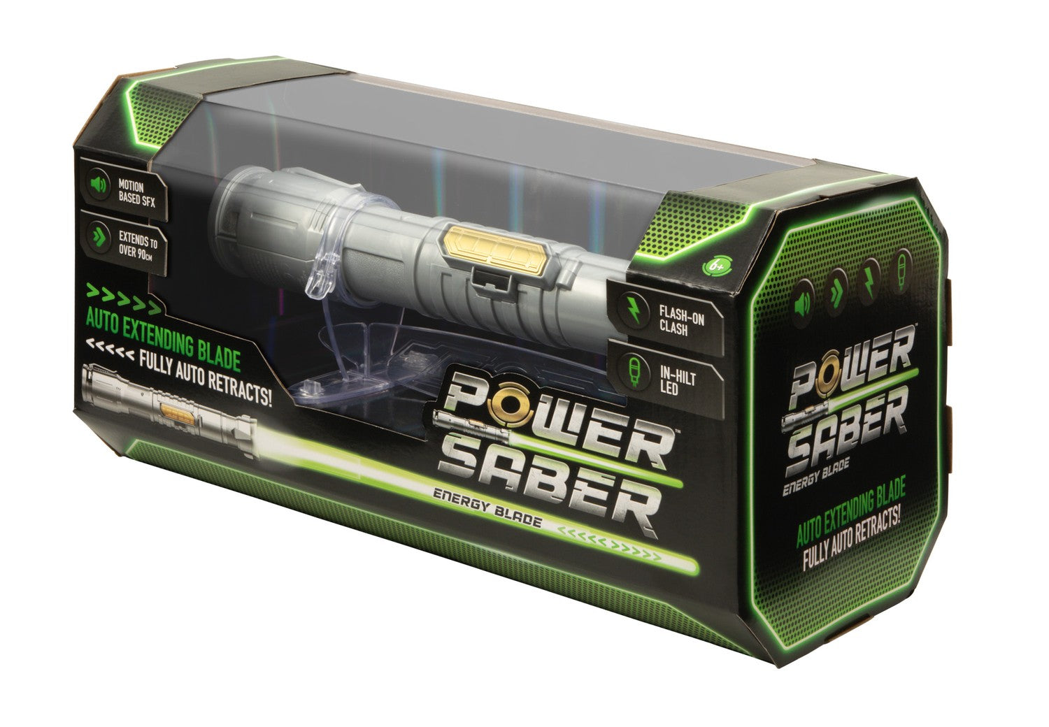 Grönt ljussabel med ljud- och ljuseffekter