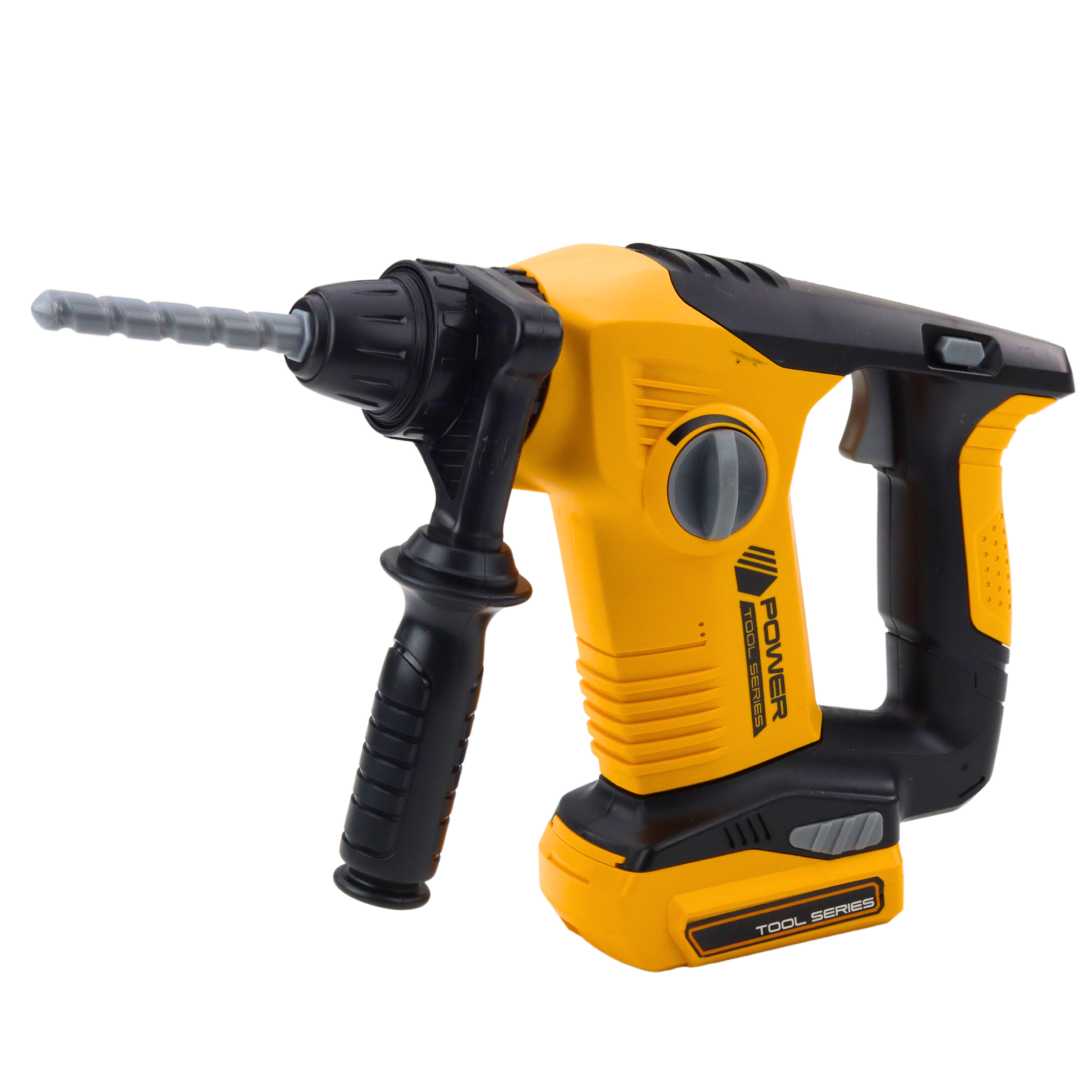 Gul leksakshammarborr för barn med 4 bits och skyddsglasögon