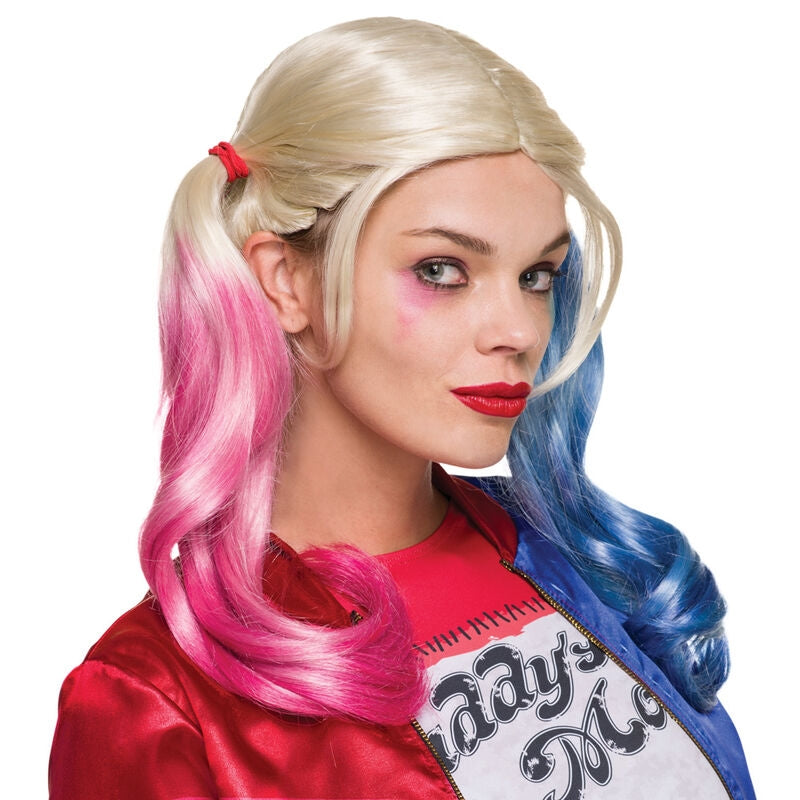 Harley Quinn vuxenperuk för Cosplay, Halloween, kostymfester