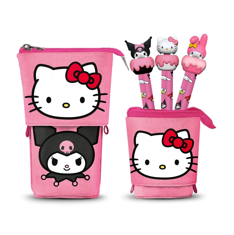 Hello Kitty pennfodral med 3 raderbara pennor för skolan