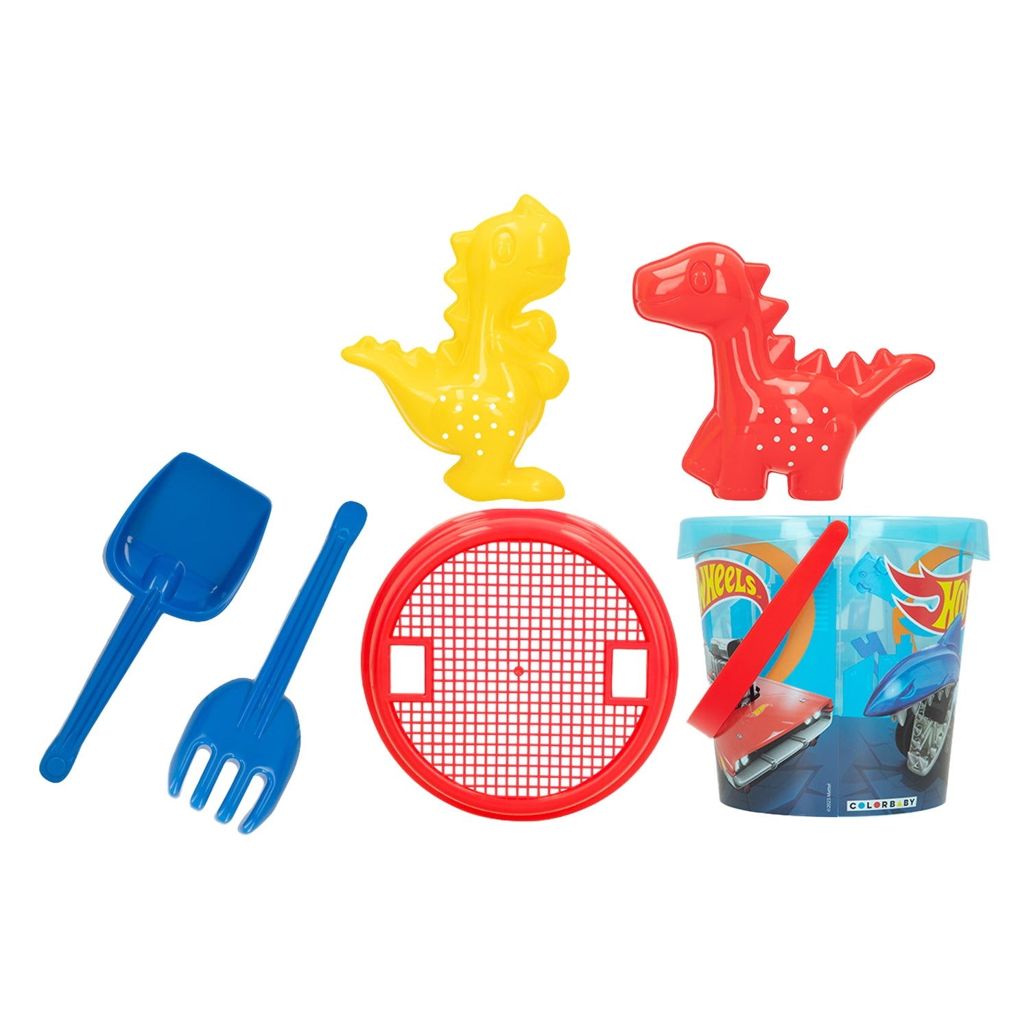 Hot Wheels strandleksaksset, 18 cm hink, 6 delar