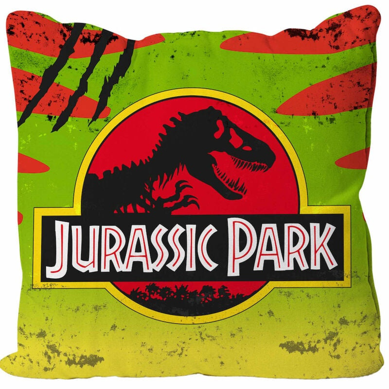 Jurassic Park-logotypkudde, 18x18 tum, mjuk polyester