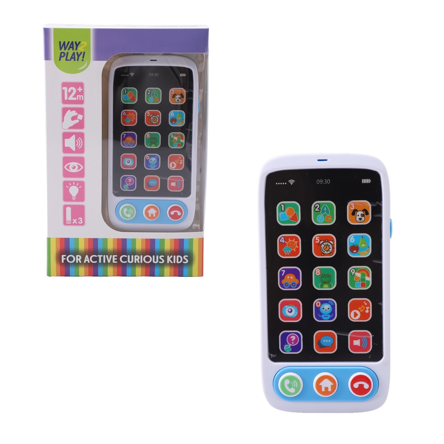 Leksaks-smartphone för barn, flerspråkig, ljuseffekter