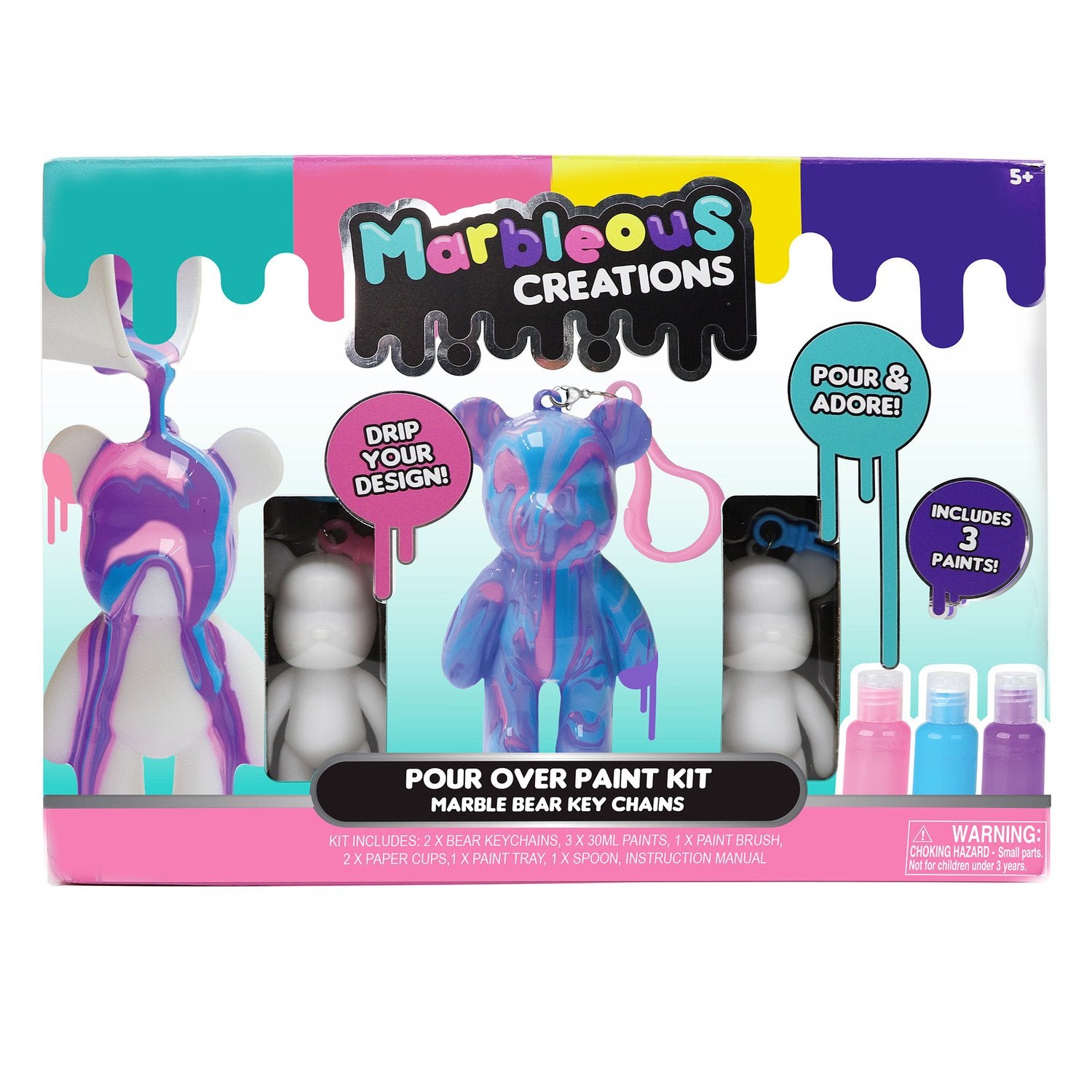 Marmorbjörn Nyckelringssats med Färger och Tillbehör