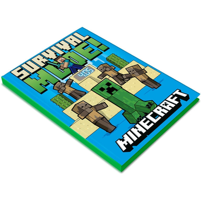 Minecraft Notebook med LED-klocka, 80 sidor, A5-storlek