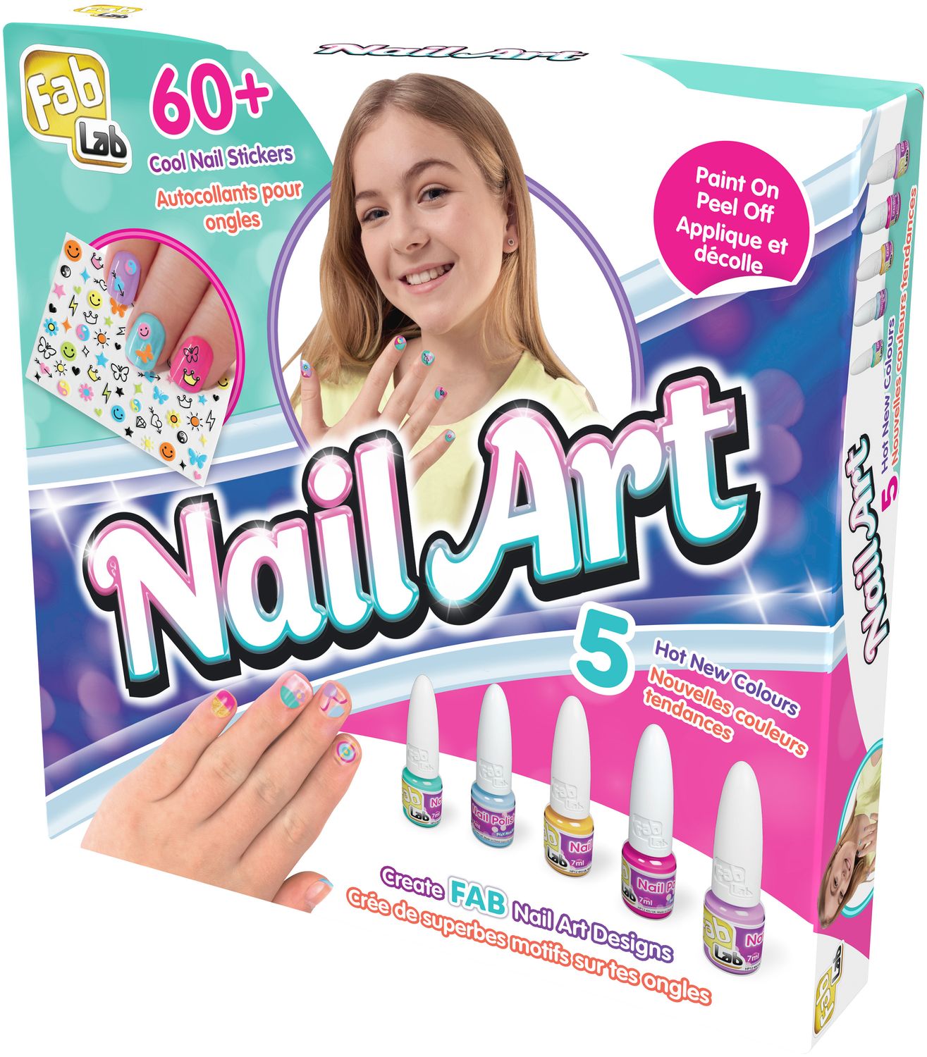 Nagelkonstset med 7 nagellack och hjärtdekorationer