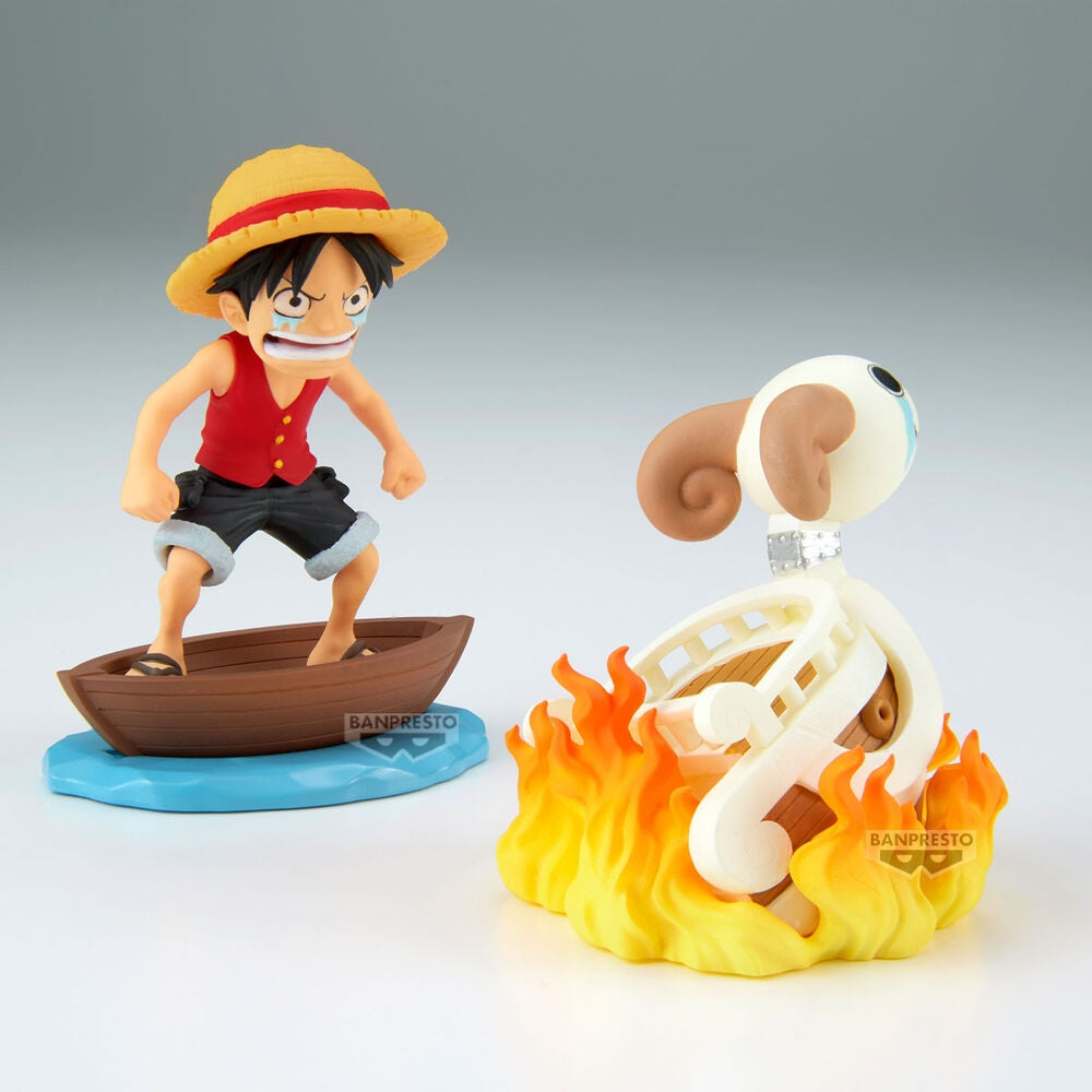 One Piece Luffy & Going Merry Figur, 8 cm samlarobjekt