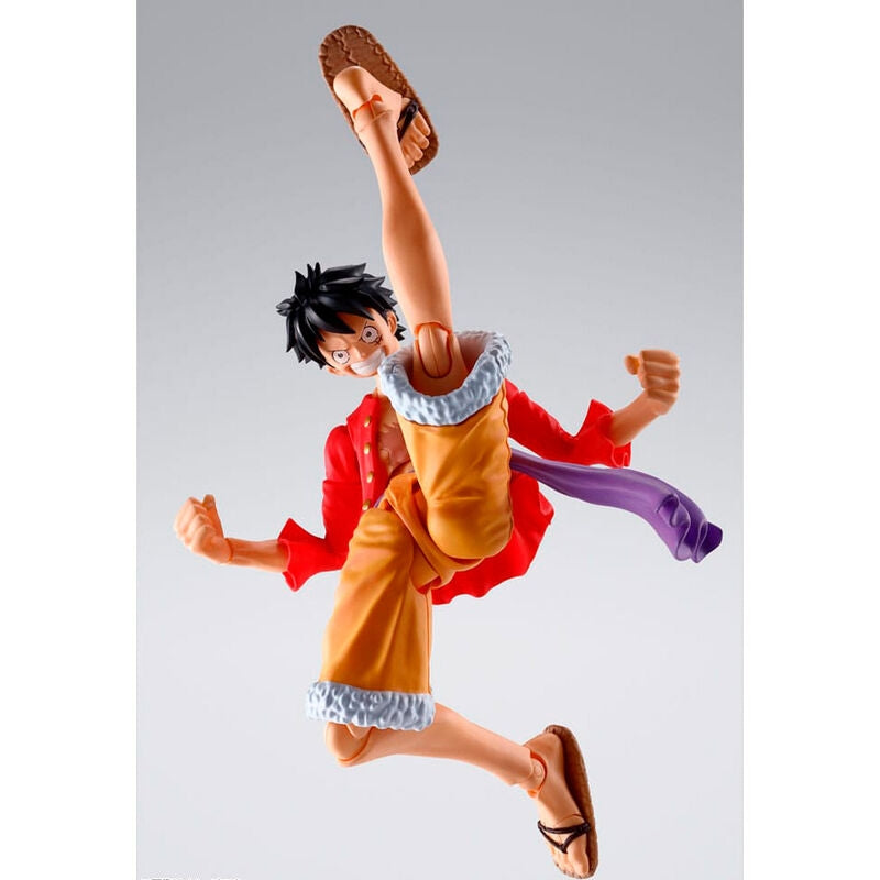One Piece Monkey D. Luffy SH Figuarts figur, 14,5 cm lång