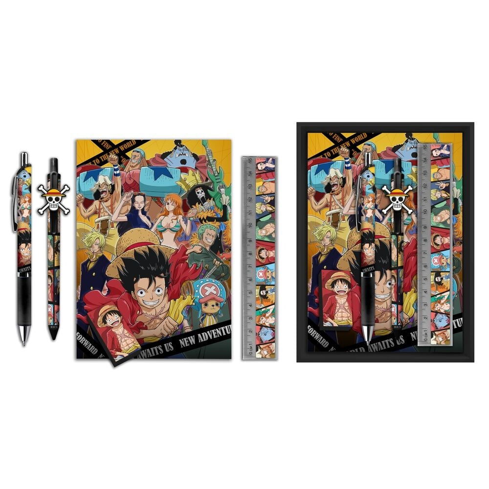 One Piece Stationery Case Set om 5 för skola och kontor