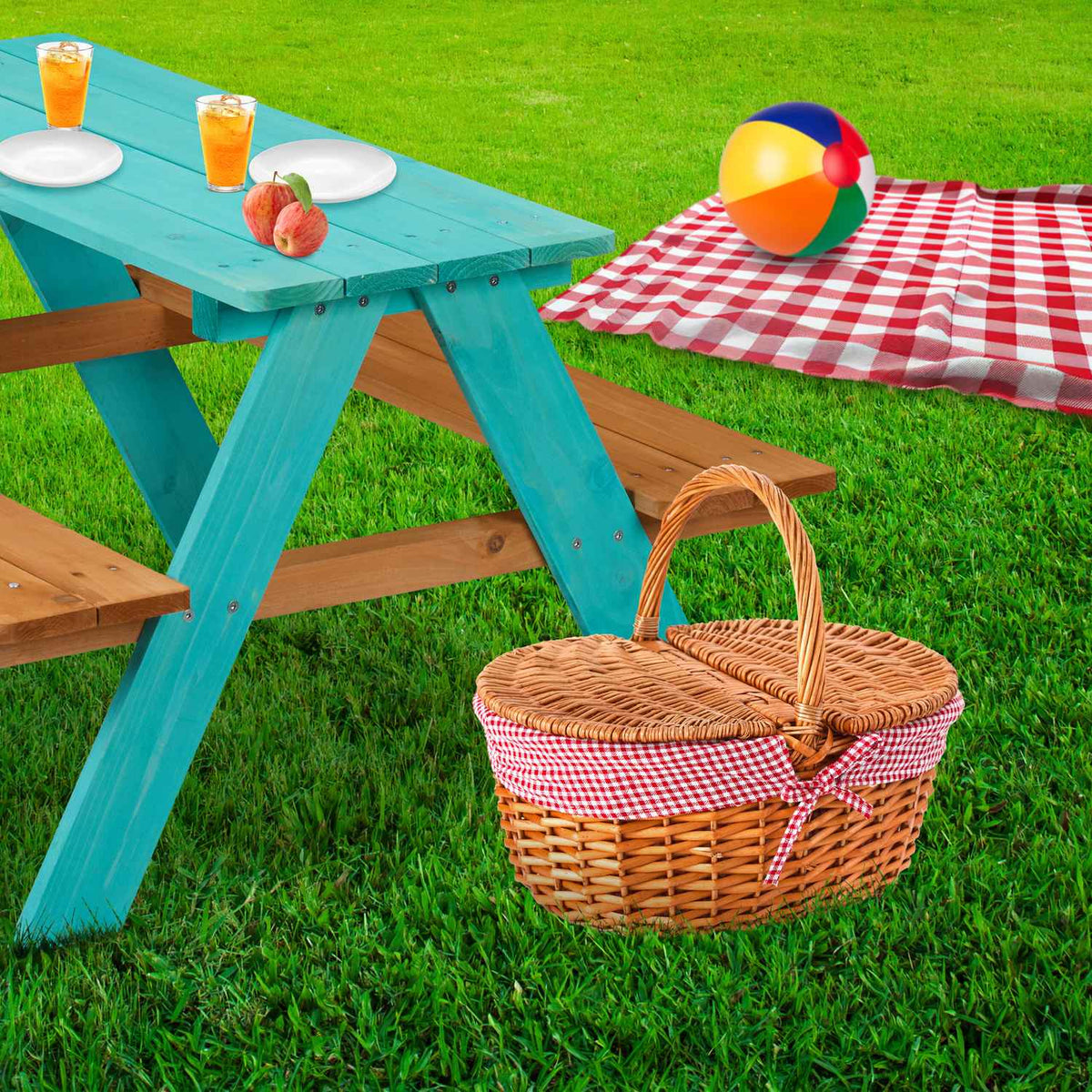 Picknickbord för barn med bänkar, furu