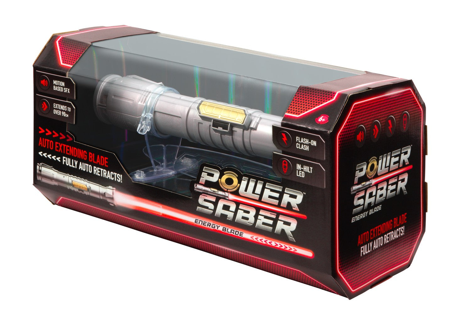 Röd ljussabel med ljud- och ljuseffekter