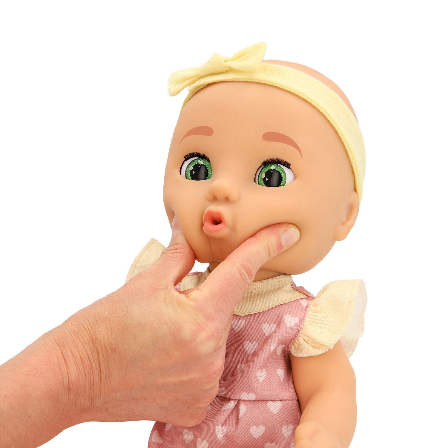 Realistisk babydocka, 38 cm, rosa outfit med tillbehör