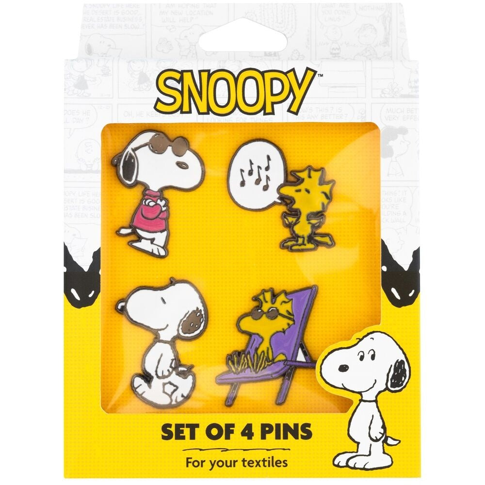 Snoopy 4-stiftsset för samlare, emalj, tecknad design