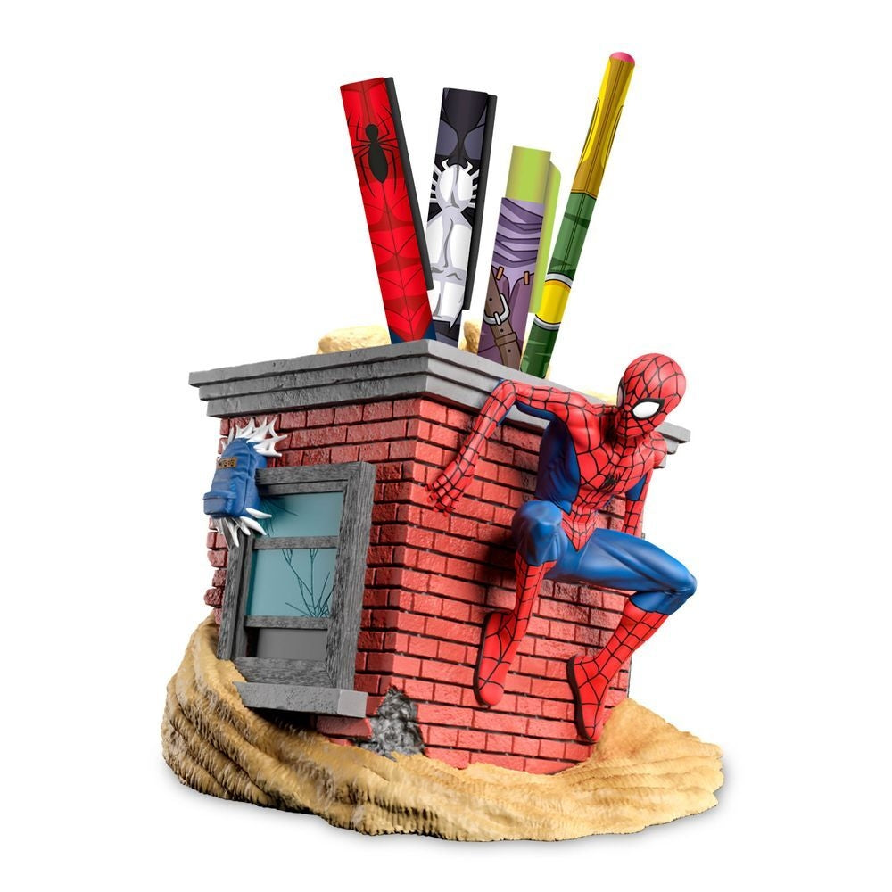 Spiderman pennhållare med pennor för skolmaterial för barn