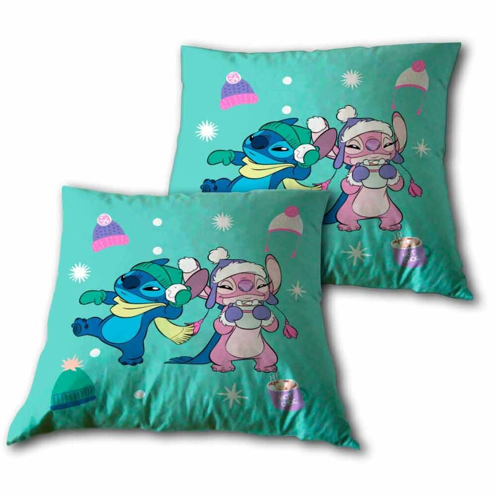 Stitch & Angel Cushion - Mjuk plysch, 18x18 tum