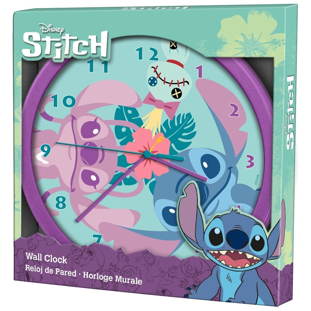 Stitch väggklocka med lättlästa siffror och tyst rörelse