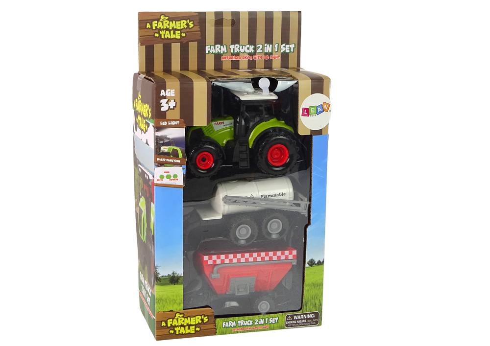 Stor traktor med LED-ljus och ljud, 2-delad gårdsset