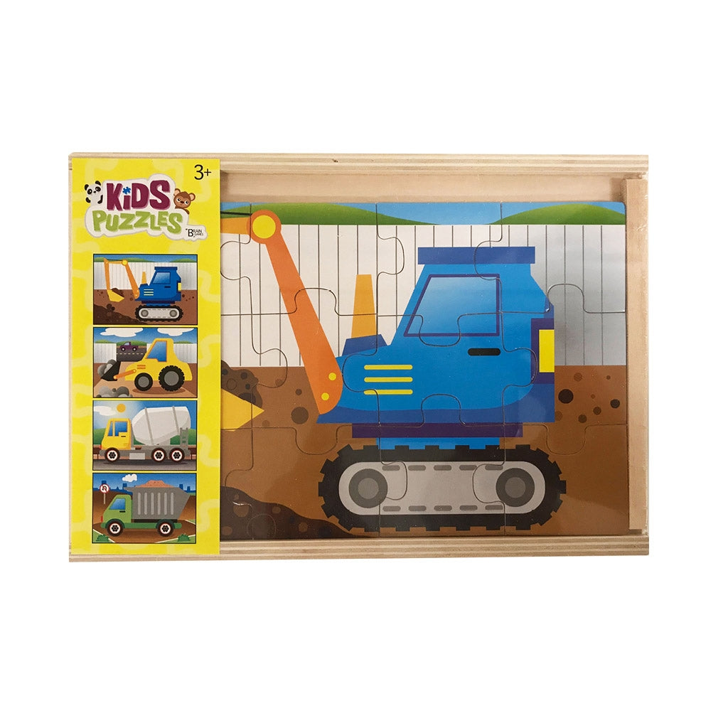 Träpussel, 4x12 bitar, ljusa färger, från 3 år