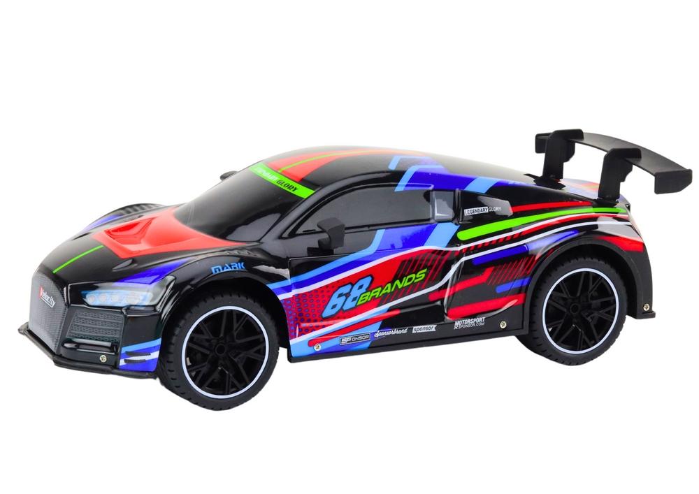 1:10 RC sportsbil, 25km/t, LED-lys, sort