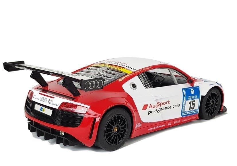 1:14 Audi R8 LMS R/C bil - Hvid-rød, lys, realistisk detalje