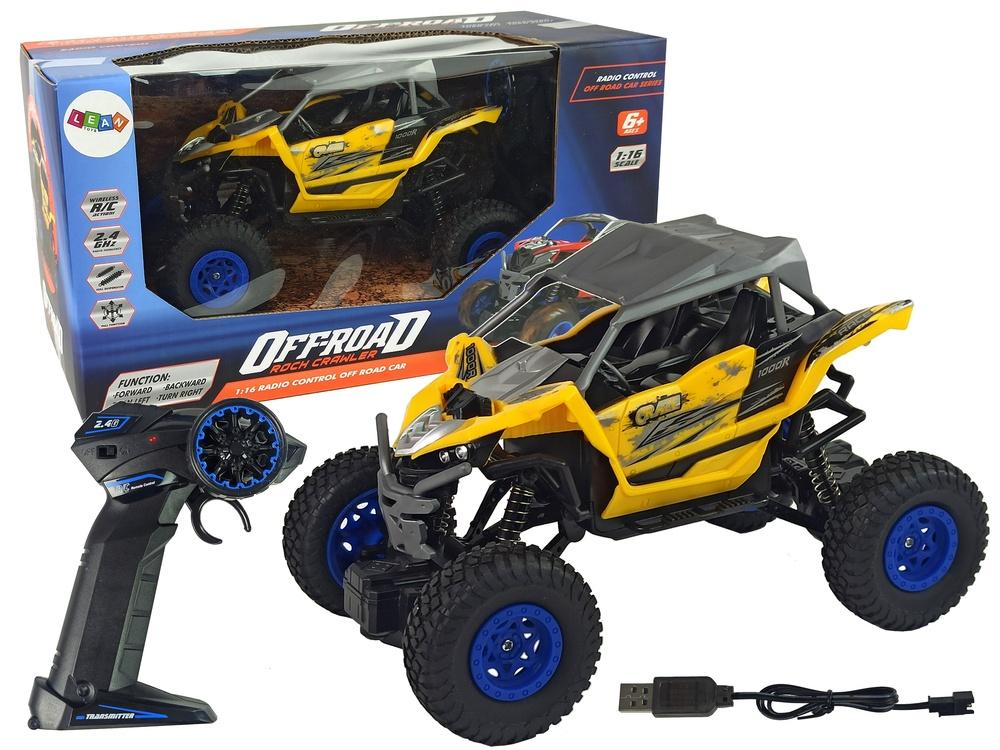 2,4 GHz 1:16 gul off-road RC-bil med stötdämpare