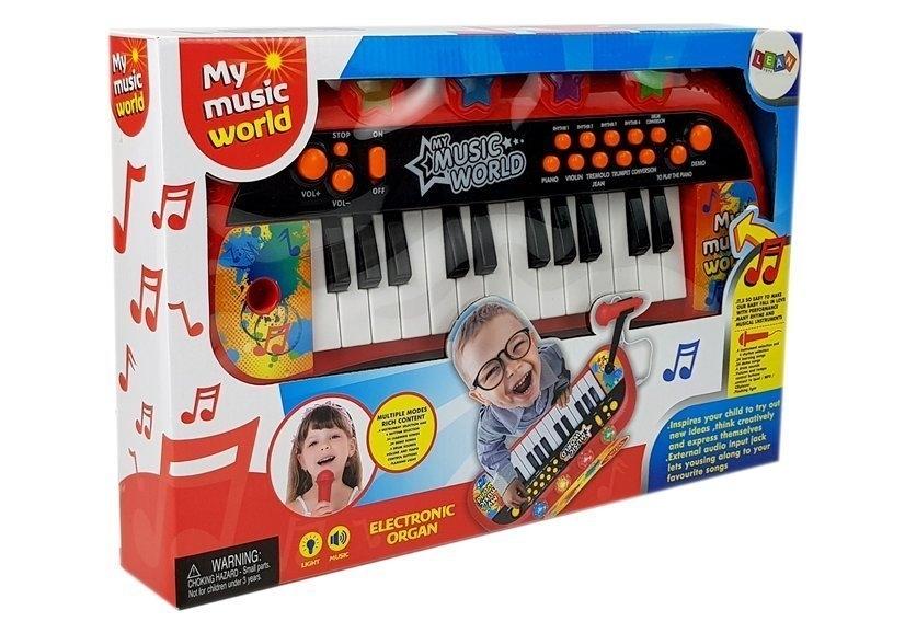 24-tangenters USB-keyboardpiano med mikrofon och lampor - Röd