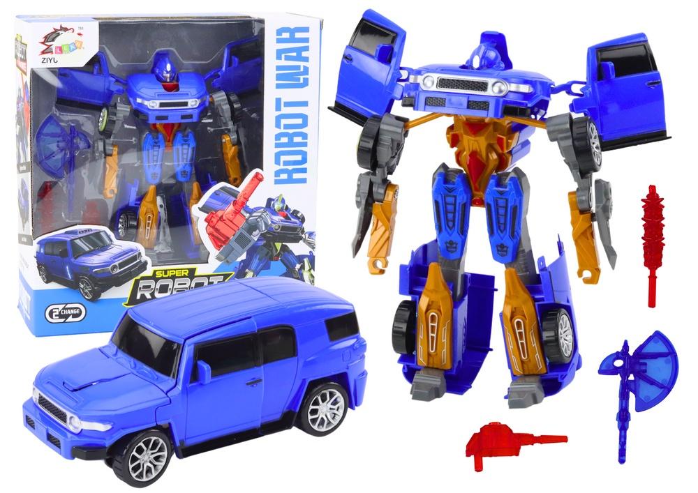 2in1 Blue Auto Robot: Transform, Battle och Race Fun