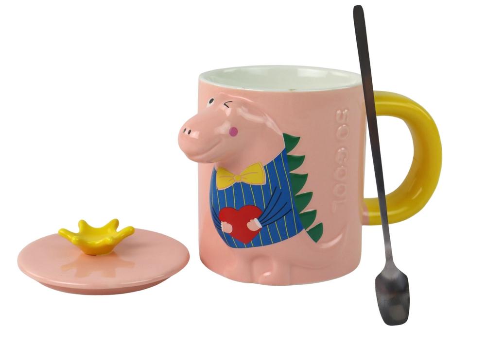 3D Pink Dinosaur Infuser krus med låg og ske - 400ml