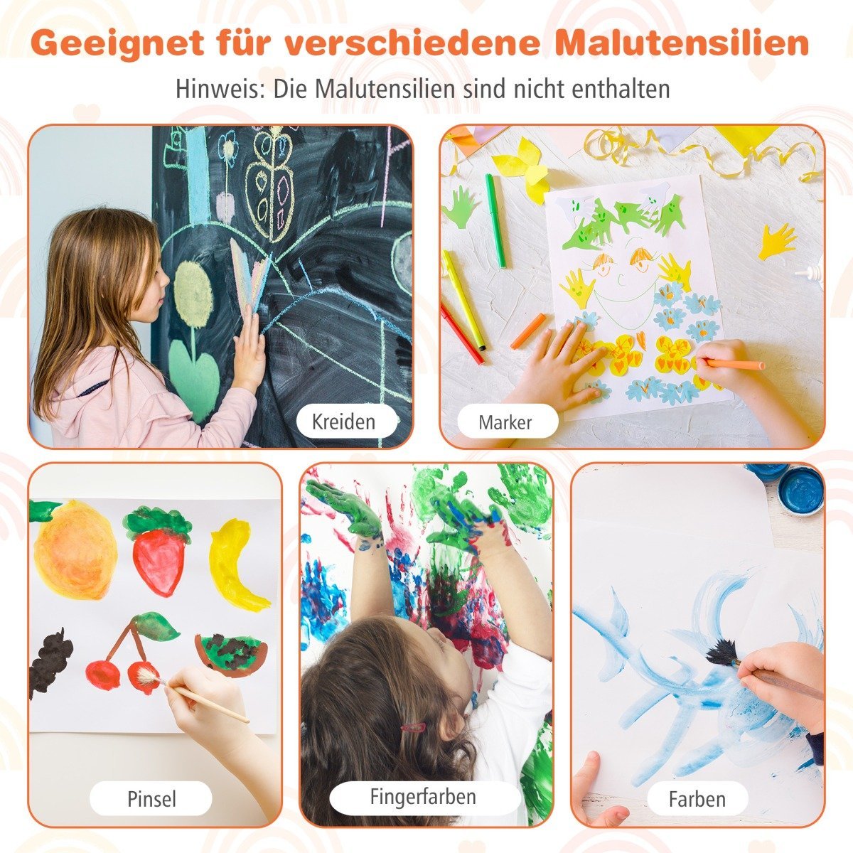 3-i-1 barn staffli med svarta tavla, whiteboard och pappersrulle