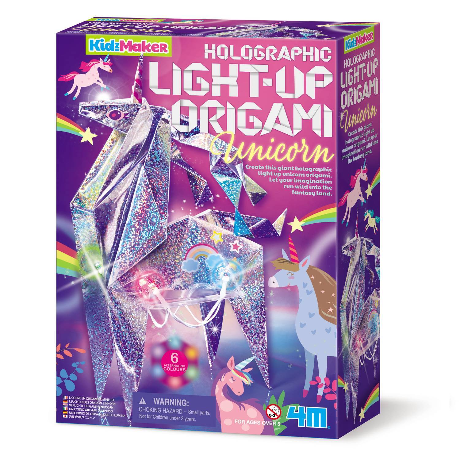 4M Kidzmaker DIY Set Holografisk Light Up Origami Unicorn