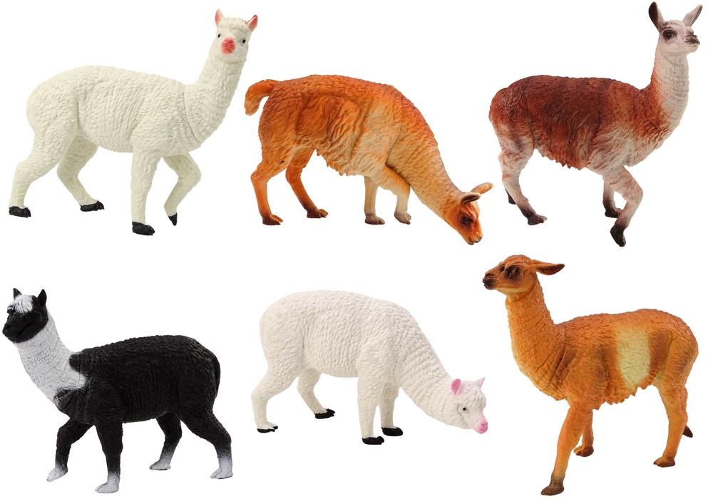 6-delt Alpaca Lama Figursæt: Realistisk og farverig sjov