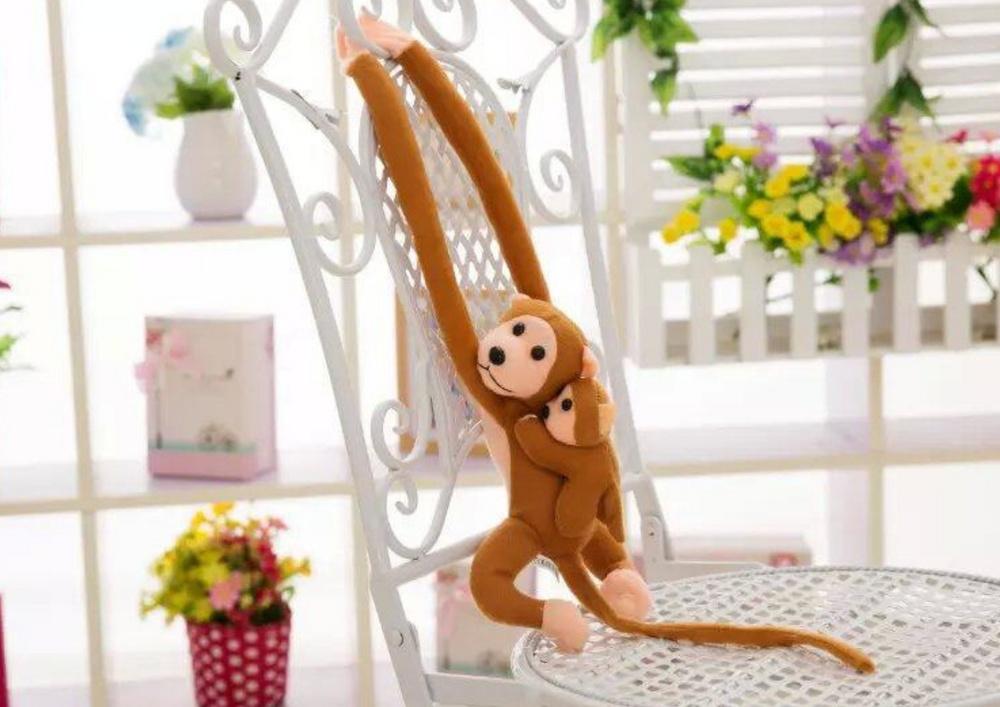 70 cm Plush Monkey &amp; Baby: Myk, borrelås, CE-sertifisert leke