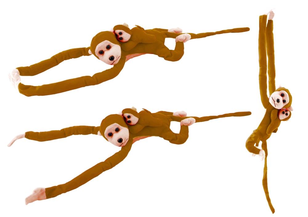 70 cm Plush Monkey &amp; Baby: Myk, borrelås, CE-sertifisert leke