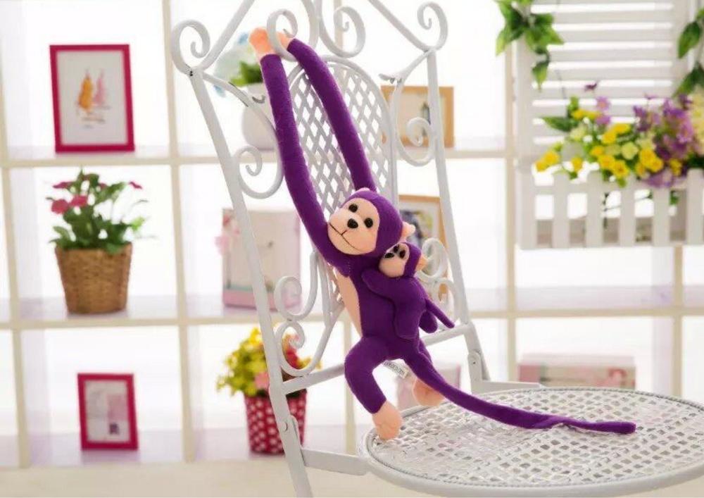 70 cm Purple Plush Monkey Duo - Myk, borrelås, CE-sertifisert