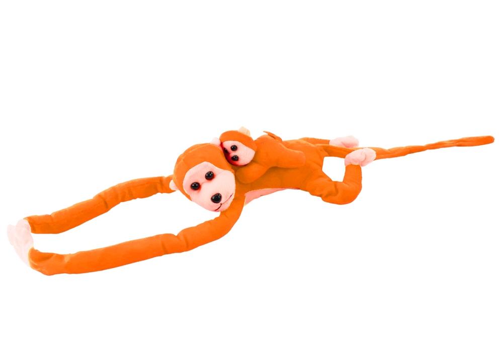 90 cm orange plysch apa med baby - mjuk, gosig maskot