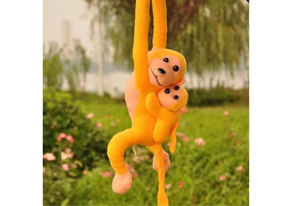 90 cm plysj ape med baby - myk, klembar maskot